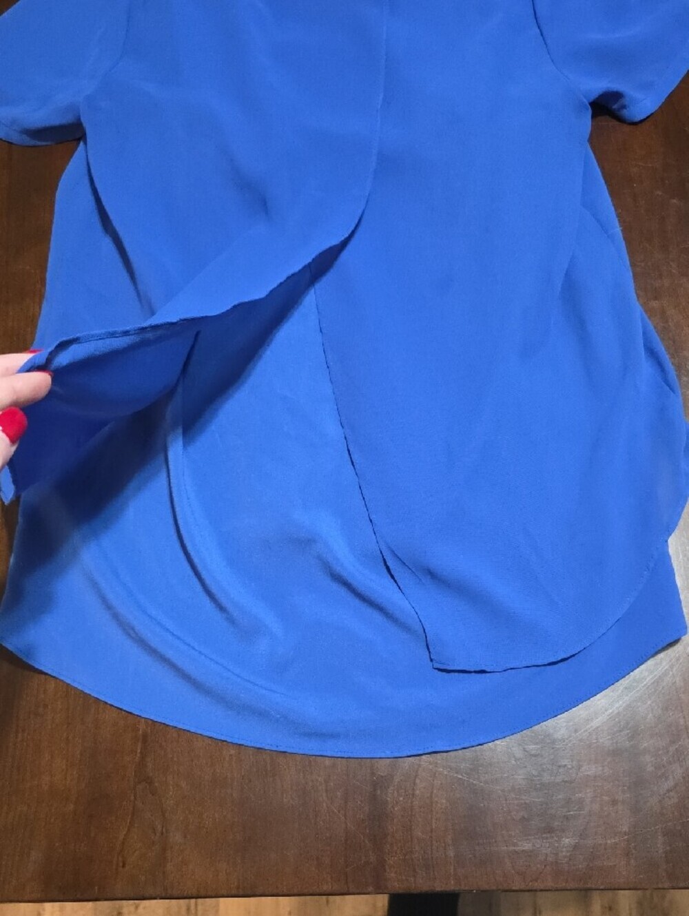 Dana Buchman Bright Blue Layered Short Sleeve Blouse - Picture 5 of 7